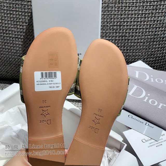 DIOR女鞋 迪奧2021專櫃新款磨砂新大底涼拖 Dior一字型刺繡平拖  naq1496